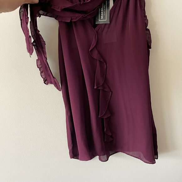 Parker Allie SILK Ruffles Tie Halter Neck Sleeveless Blouse Purple Small NEW - Picture 6 of 15
